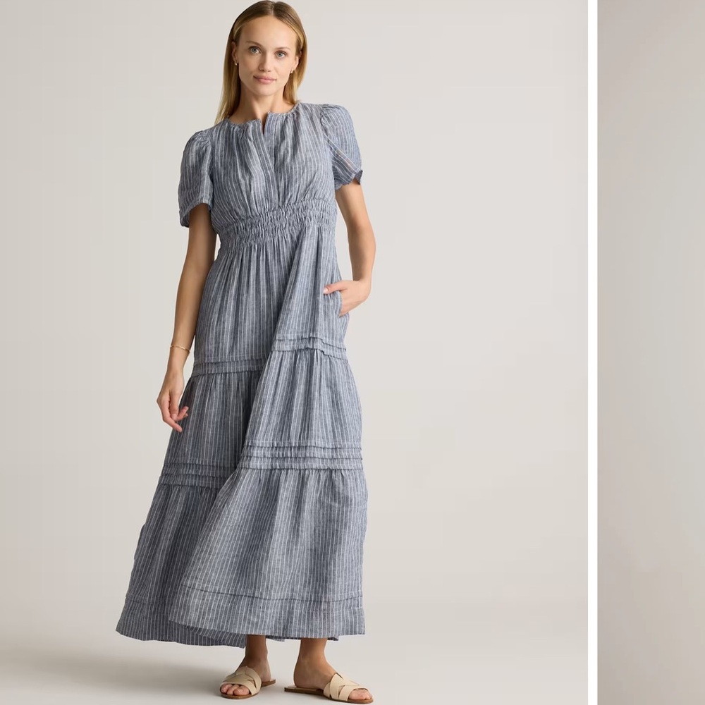 Quince Blue Tiered Maxi Dress